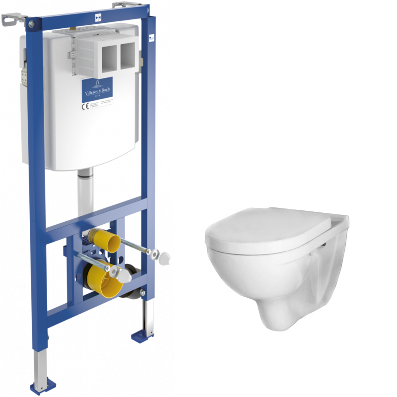 Инсталляция Villeroy&Boch ViConnect 92246100 с унитазом Villeroy & Boch Targa Rimless 5860HR01, сиденье Quick