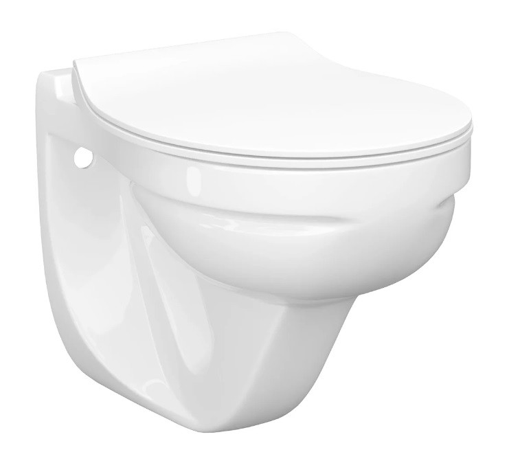 Подвесной безободковый унитаз Керамин Гранд, крышка микролифт, Slim, Clip up, белый, 456732