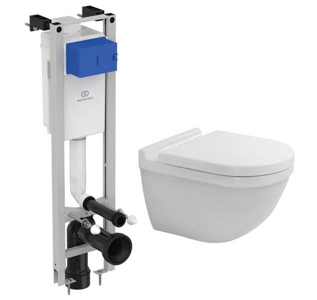 Инсталляция Ideal Standard узкая с унитазом Duravit Starсk 3 45270900A1, сиденье микролифт, комплект