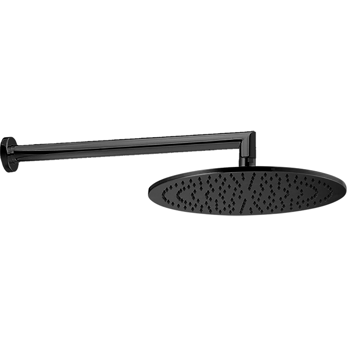 Верхний душ Cisal Shower, D300 мм, 1 режим струи, с настенным держателем L400 мм, черный матовый (DS01362040)