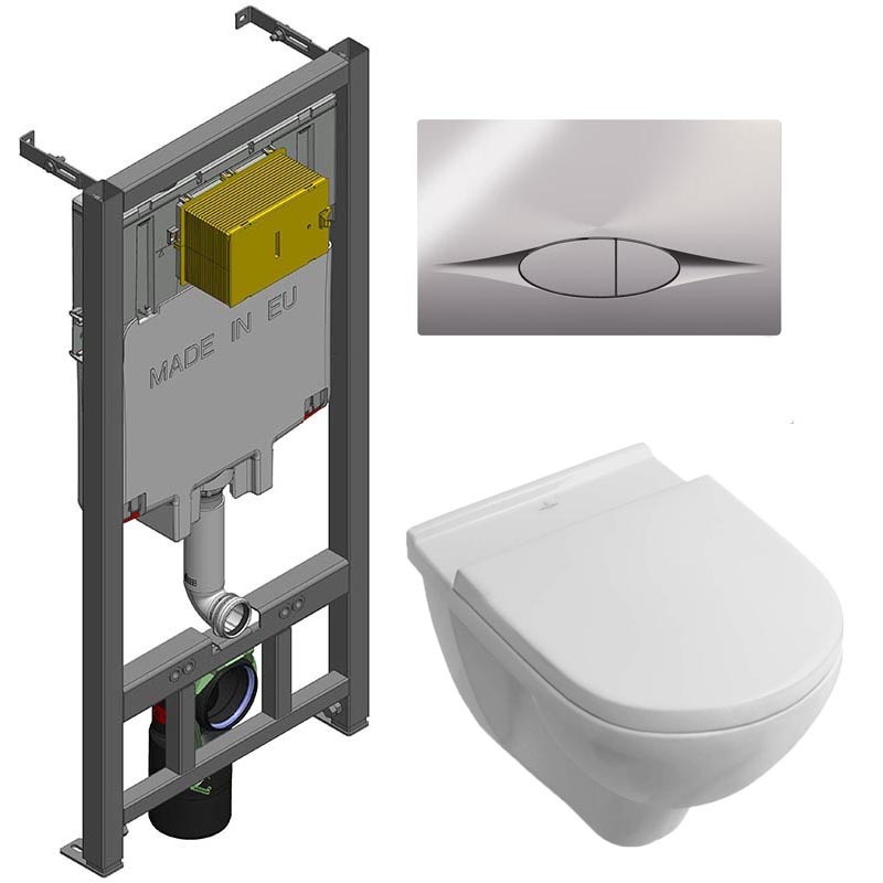 Инсталляция Jacob Delafon c унитазом Villeroy&Boch O.novo 5660H101, подвесной, сиденье микролифт, клавиша