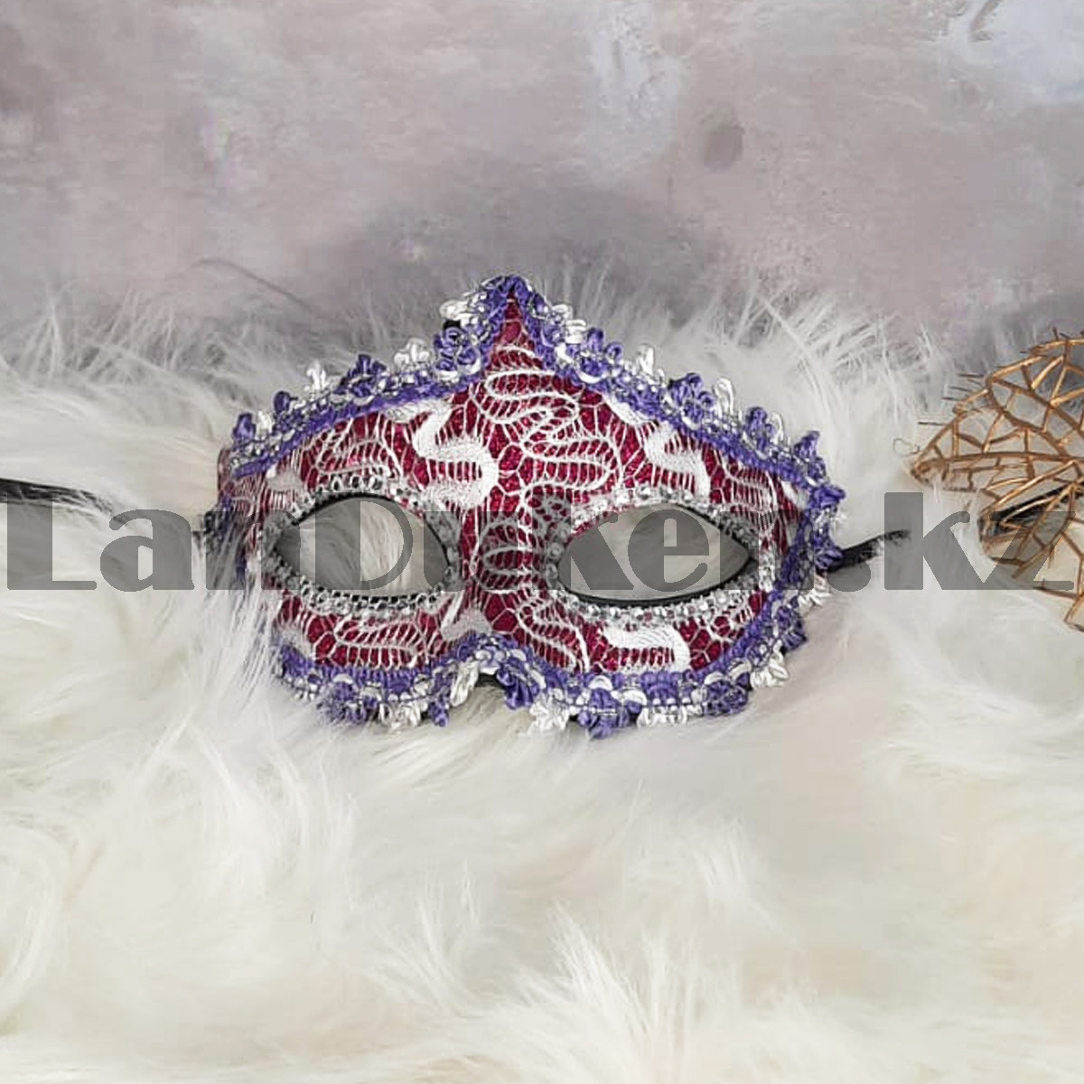 Венецианская маска Коломбина кружевная фиолетовая - фото 2 - id-p105371530