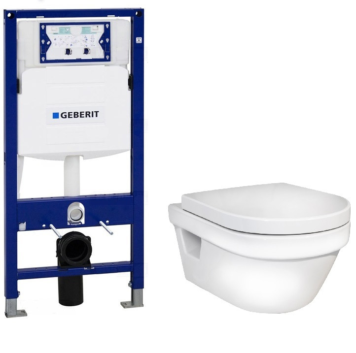 Инсталляция Geberit с безободковым унитазом Gustavsberg Hygienic Flush 5G84HR01, сиденье микролифт, комплект