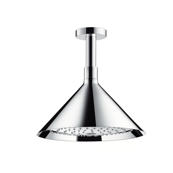 Верхний душ Axor Showerpipe Front 26022000, 27,9x27,9 см, 2 режима струи, с держателем