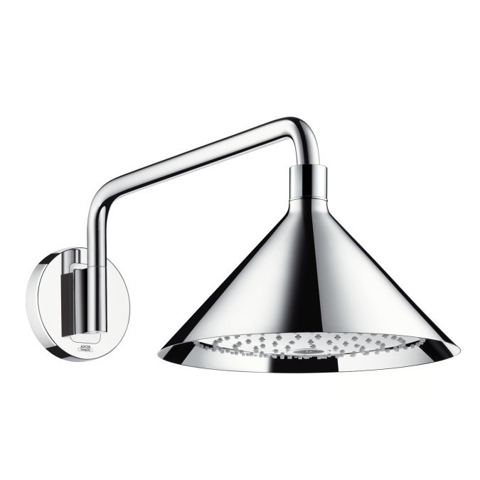 Верхний душ Axor Showerpipe Front 26021000, 27,9x27,9 см, 2 режима струи, с держателем