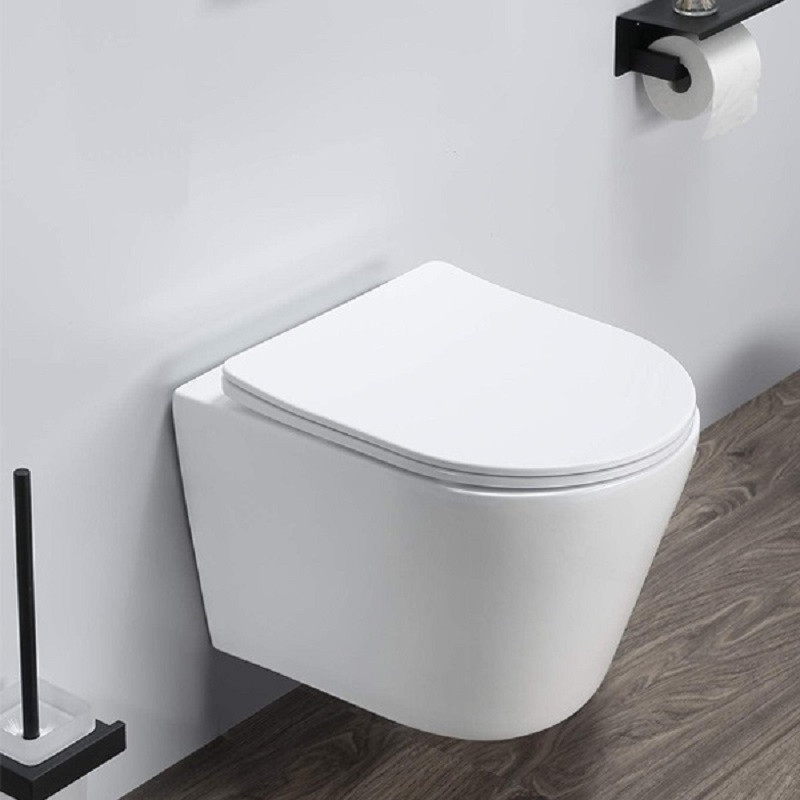 Подвесной унитаз Comforty безободковый, с быстросъёмным сиденьем из дюропласта SoftClose, белый, 105