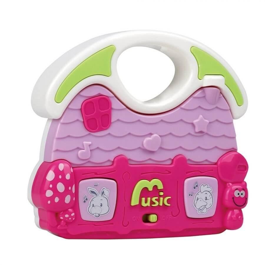 PITUSO Развивающая игрушка МУЗЫКАЛЬНЫЙ ДОМ розовый свет звук 12,5*11,5*3,5 см в кор 96шт