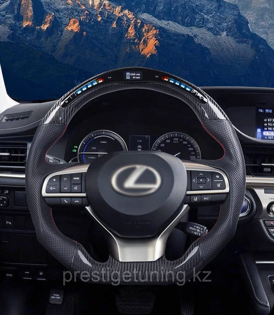 Руль на Lexus GX460 2014-22 спорт (Карбон) с LED опциями