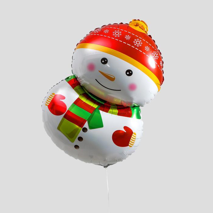 Шар фольгированный 60 см «Снеговик в шарфике»