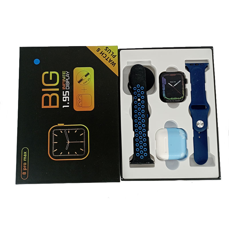 Новогодний подарочный набор часы с наушниками и двумя ремешками Smart Watch 8 Pro max