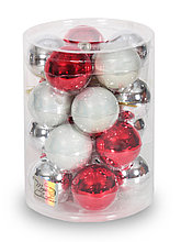 Набор стеклянных шаров 6 см 20 штук красный серебристый 142170