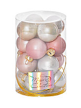 Набор стеклянных шаров 3,5 см 16 штук Розовый жемчуг 013427