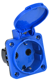 Розетка панельная MAGNUM Shuko РП12-3 16А 2Р+РЕ 250В синяя с крышкой IP54 IEK