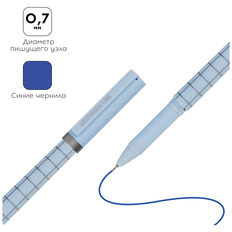 Ручка шариковая Greenwich Line "Quadro" синяя, 0,7мм, игольчатый стержень, грип, софт-тач - фото 2 - id-p105402699