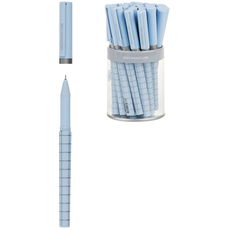 Ручка шариковая Greenwich Line "Quadro" синяя, 0,7мм, игольчатый стержень, грип, софт-тач