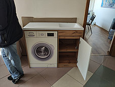 Тумба 100  см. с раковиной и столешницей Марсал (Дуб Вотан) левая над стиральной машиной. РФ, фото 3