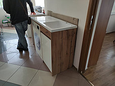 Тумба 110  см. с раковиной и столешницей Марсал (Дуб Вотан) левая над стиральной машиной. РФ, фото 3