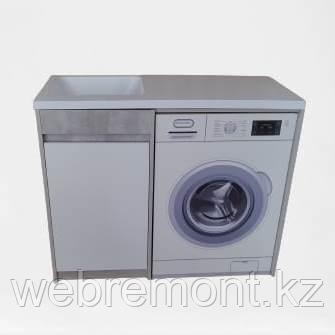 Тумба 100  см. с раковиной и столешницей Марсал (Бетон светлый) левая над стиральной машиной. РФ