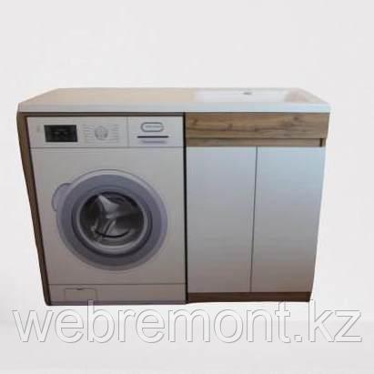 Тумба 120  см. с раковиной и столешницей Марсал (Дуб Вотан) правая над стиральной машиной. РФ