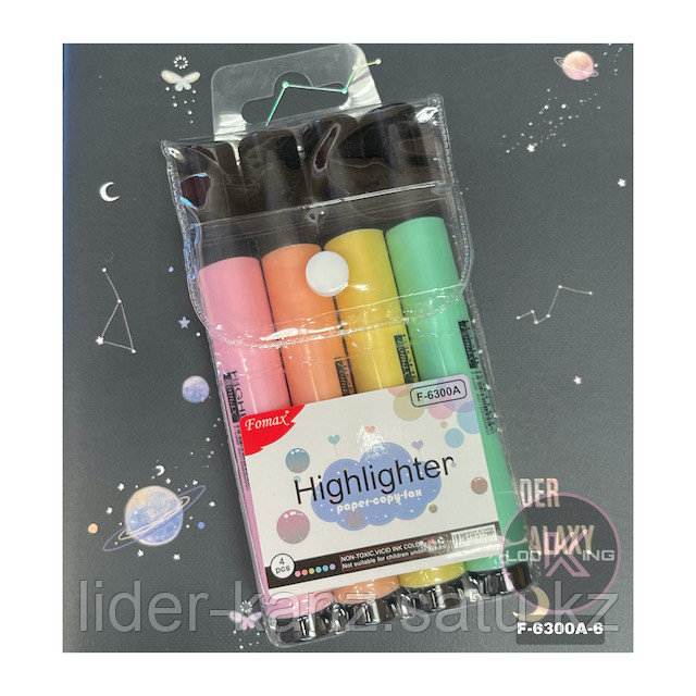 Набор маркеров текстовых 4-цветов, 1-5 мм, скошенный наконечник, Fomax - фото 1 - id-p105406253