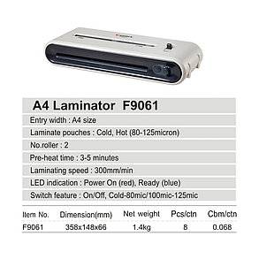 Ламинатор COMIX F9061 А4, 2 вала, 80-125 мкм, 30 см/мин., фото 2