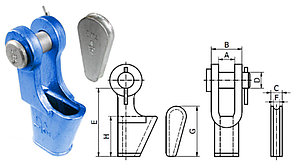 Открытая клиновая муфта с пином OWS No 4 диа троса (20мм-22мм)