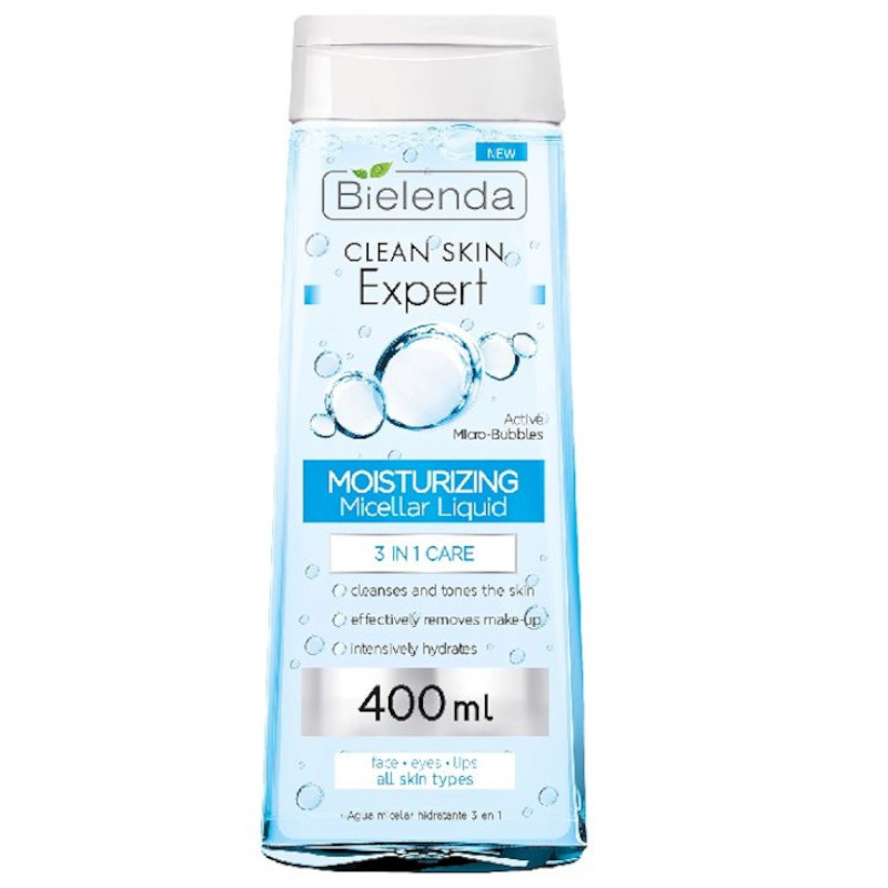 Мицеллярная вода Bielenda Clean Skin Expert Увлажняющая 3 в 1, 400мл - фото 1 - id-p105421265