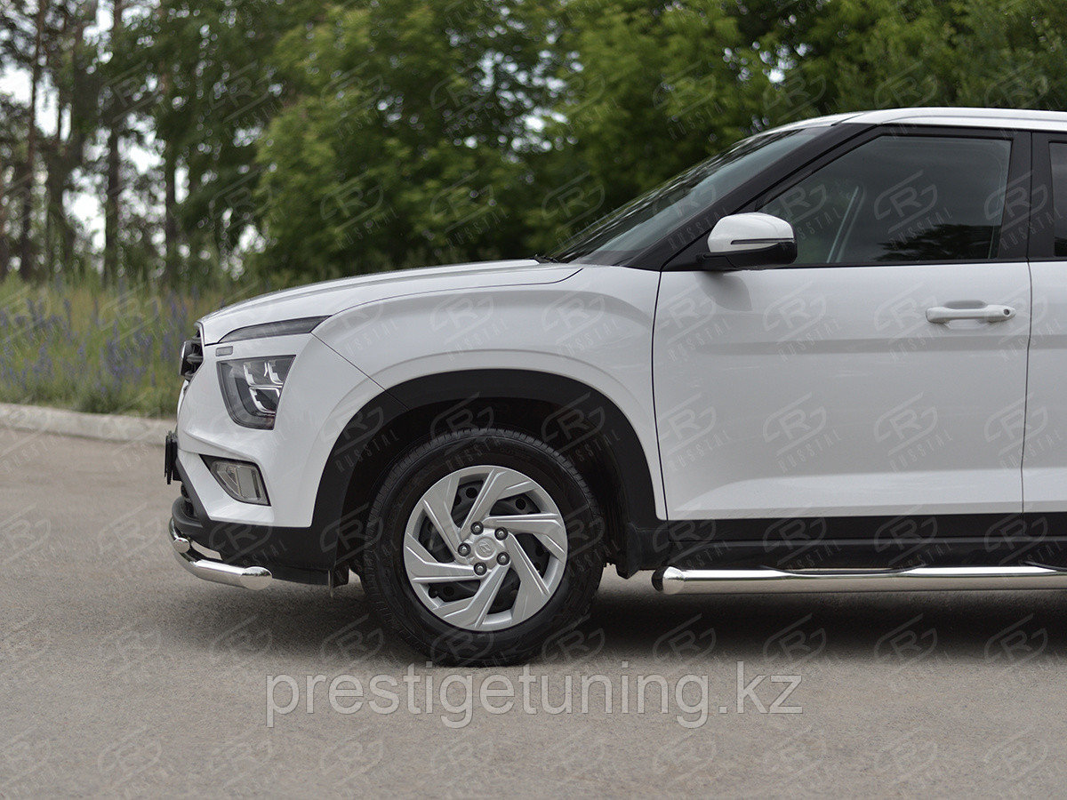 Защита переднего бампера d63 секции-d42 дуга Hyundai Creta 2021-по н.в - фото 2 - id-p105422501