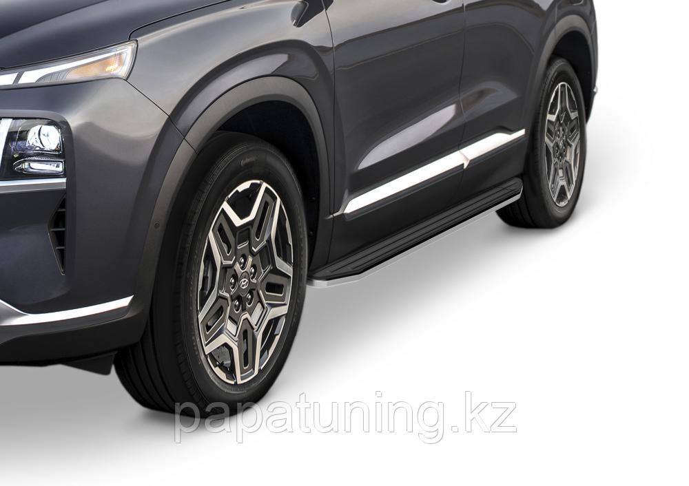 Пороги подножки Hyundai Santa Fe 2021- Rival Premium на - фото 1 - id-p103840934