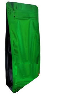 Пакет восьмишовный с плоским дном зеленый матовый с черными фальцами и отрывным замком зип лок, фото 2