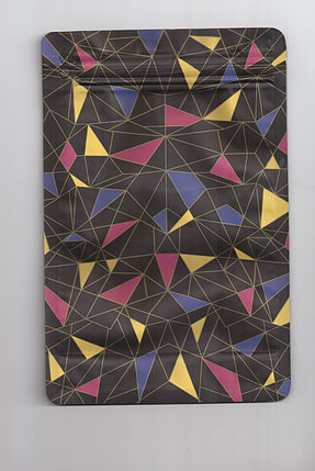 Пакет восьмишовный с плоским дном матовый с отрывным замком зип лок - Цветные треугольники, фото 2