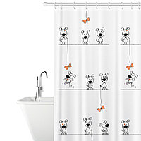 Штора для ванной, текстиль, 180х180 сm, 12 колец в комплекте Tatkraft Dogs 11496