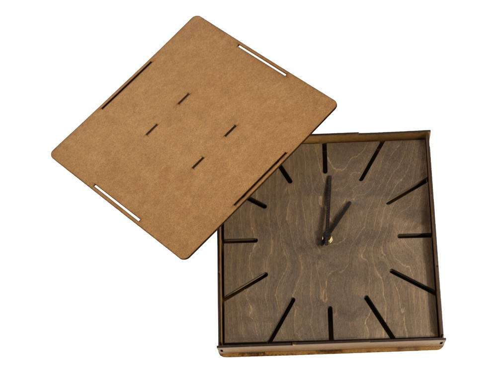 Часы деревянные Olafur квадратные, 28 см, шоколадный - фото 2 - id-p105433795