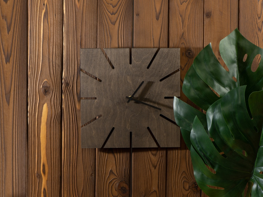 Часы деревянные Olafur квадратные, 28 см, шоколадный - фото 7 - id-p105433795