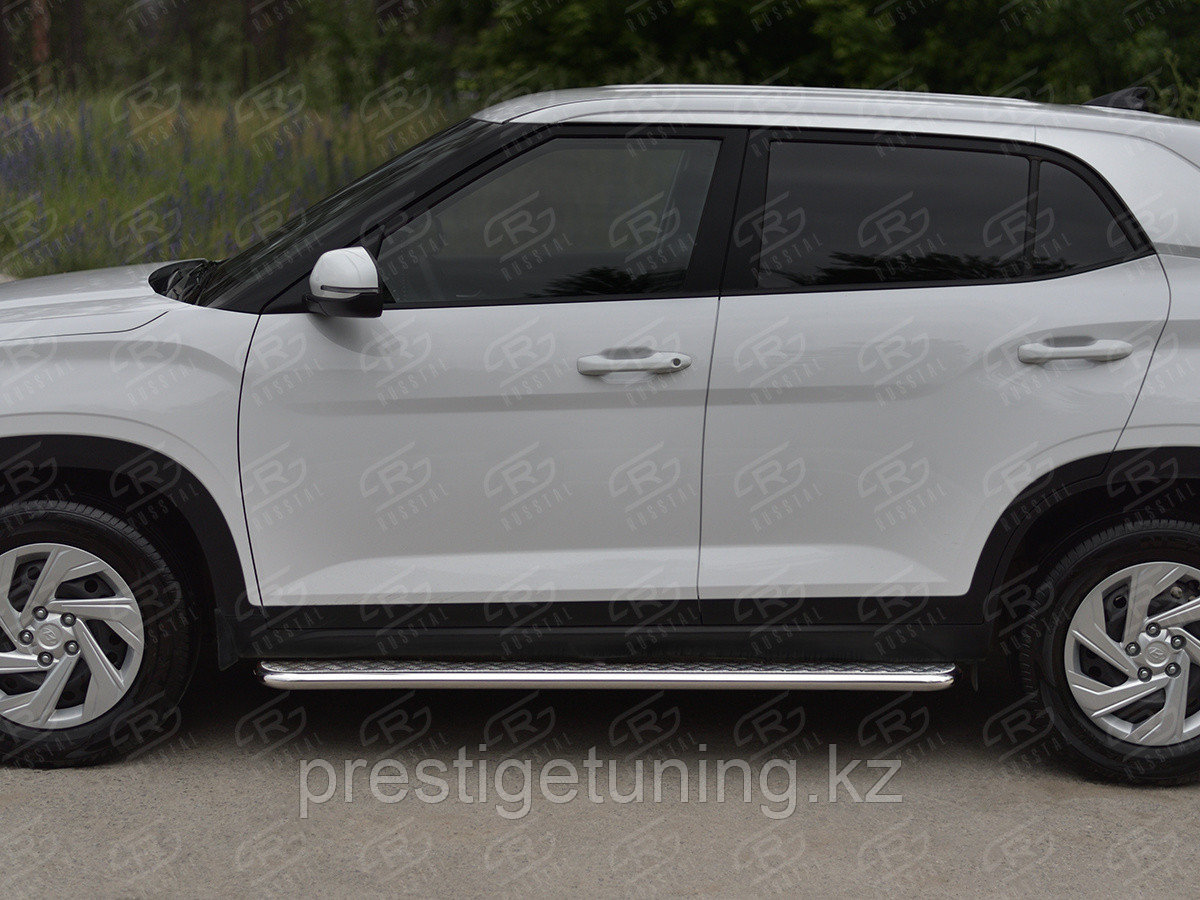 Пороги труба d42 с листом (лист алюм, проф.сталь) (вариант 2) Hyundai Creta 2021 по н.в - фото 3 - id-p105435160