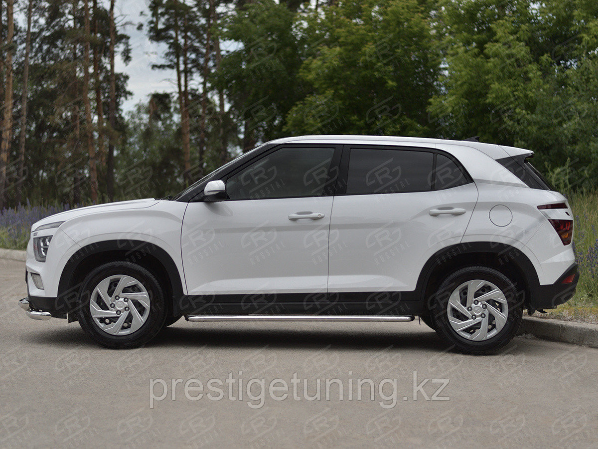 Пороги труба d42 с листом (лист алюм, проф.сталь) (вариант 2) Hyundai Creta 2021 по н.в - фото 2 - id-p105435160