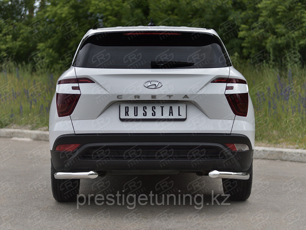 Защита заднего бампера уголки d63 секции Hyundai Creta 2021 по н.в