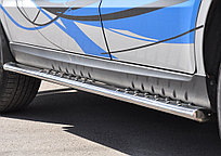 Пороги труба d75х42 овал с проступью Hyundai Santa Fe 2007-2012