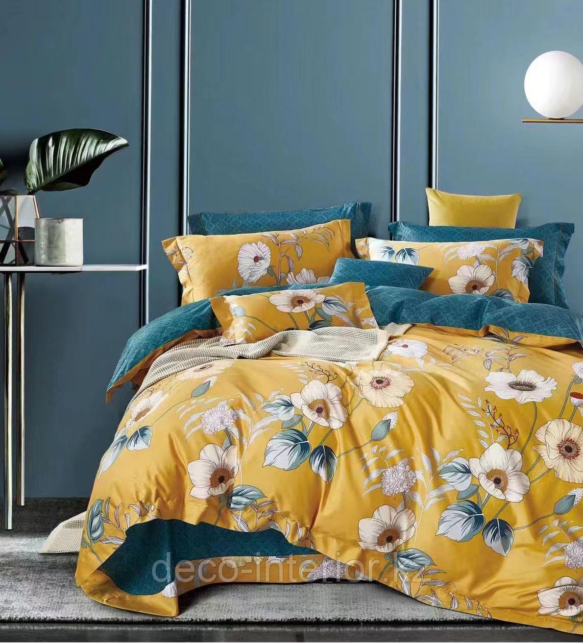 Полуторный комплект постельного белья из хлопка с крупным принтом цветов. - фото 5 - id-p105443218