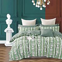 Полуторный комплект постельного белья, из хлопка, с классическим растительным принтом.