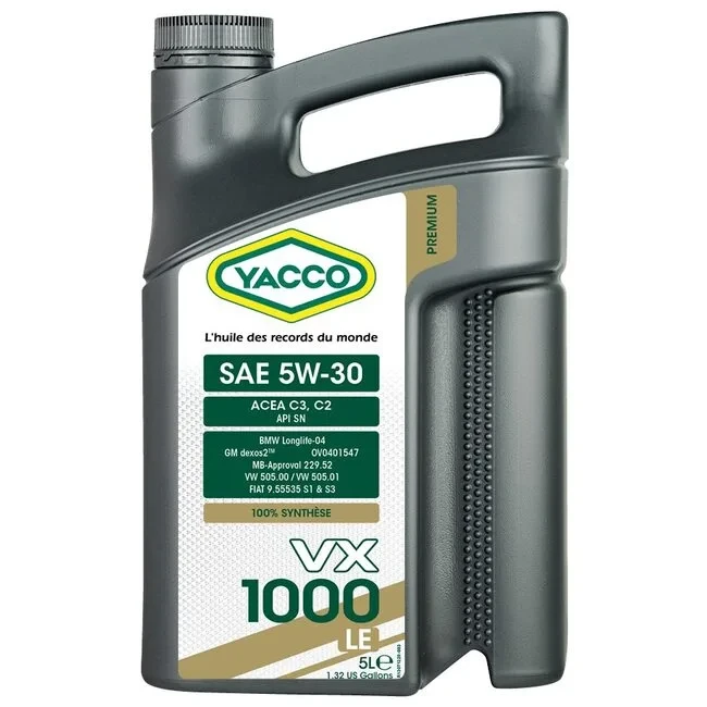 Моторное масло YACCO VX 1000 LE 5W30 5л - фото 1 - id-p105443322