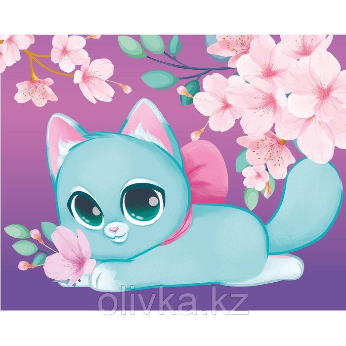 Алмазная мозаика для детей «Милый котик и сакура» 20х25 см - фото 2 - id-p90064673