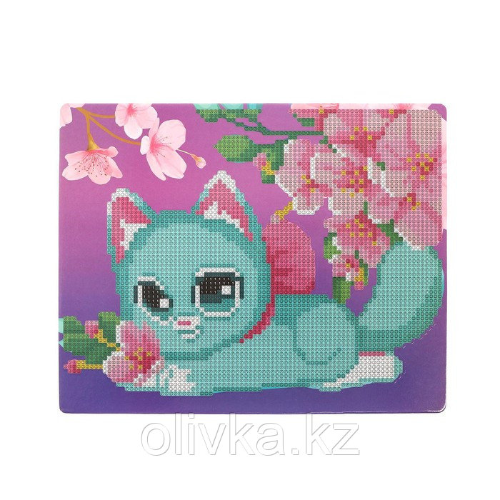 Алмазная мозаика для детей «Милый котик и сакура» 20х25 см - фото 3 - id-p90064673