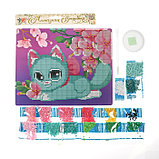 Алмазная мозаика для детей «Милый котик и сакура» 20х25 см, фото 4