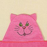 Полотенце-накидка махровое «Котик», размер 75×125 см, цвет розовый, хлопок, 300 г/м², фото 3