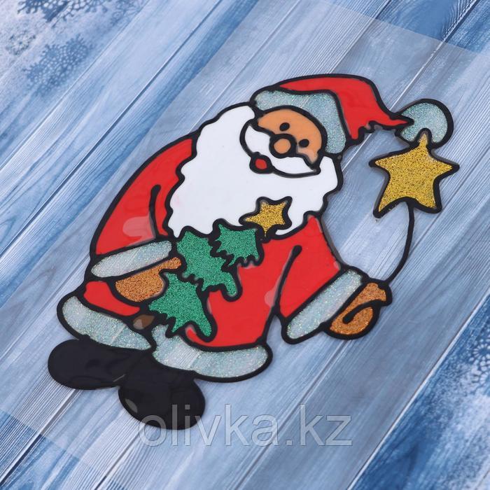 Наклейка на стекло "Дед Мороз с ёлкой и звёздочкой" 14,5х18 см - фото 2 - id-p105446610