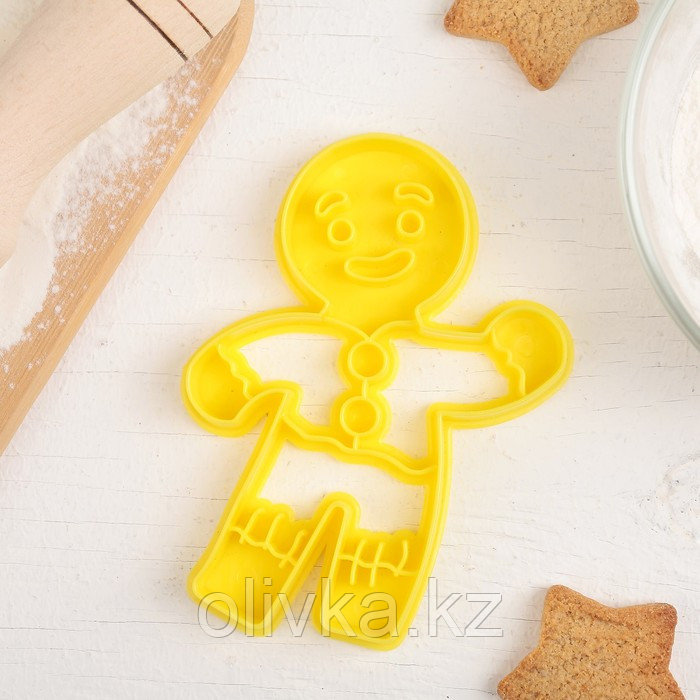 Форма для печенья «Пряничный человечек», вырубка, штамп, 11,5×8 см, цвет жёлтый - фото 1 - id-p105447754