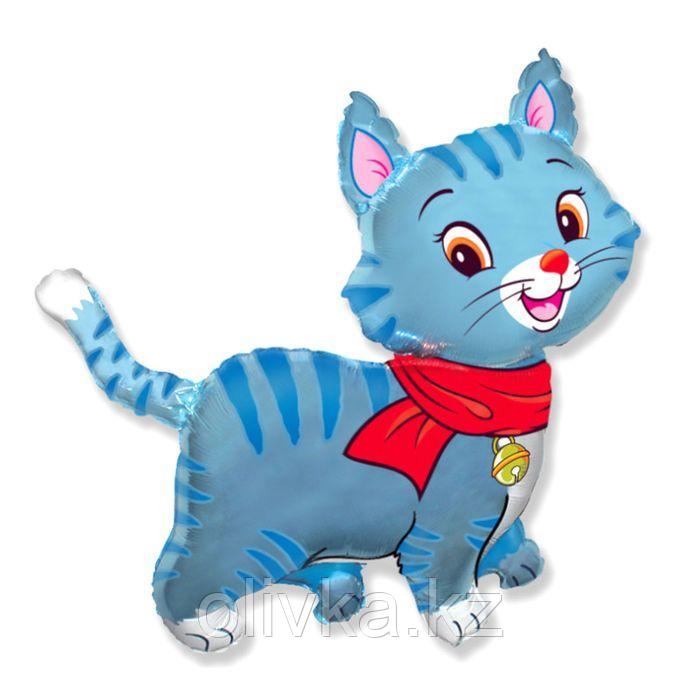 Шар фольгированный 30" «Кошечка», с шарфом, цвет голубой