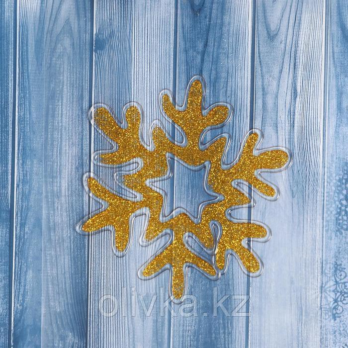Наклейка на стекло "Снежинка с золотинкой" 10,5х12 см, золото - фото 1 - id-p105446912