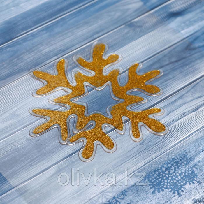 Наклейка на стекло "Снежинка с золотинкой" 10,5х12 см, золото - фото 2 - id-p105446912